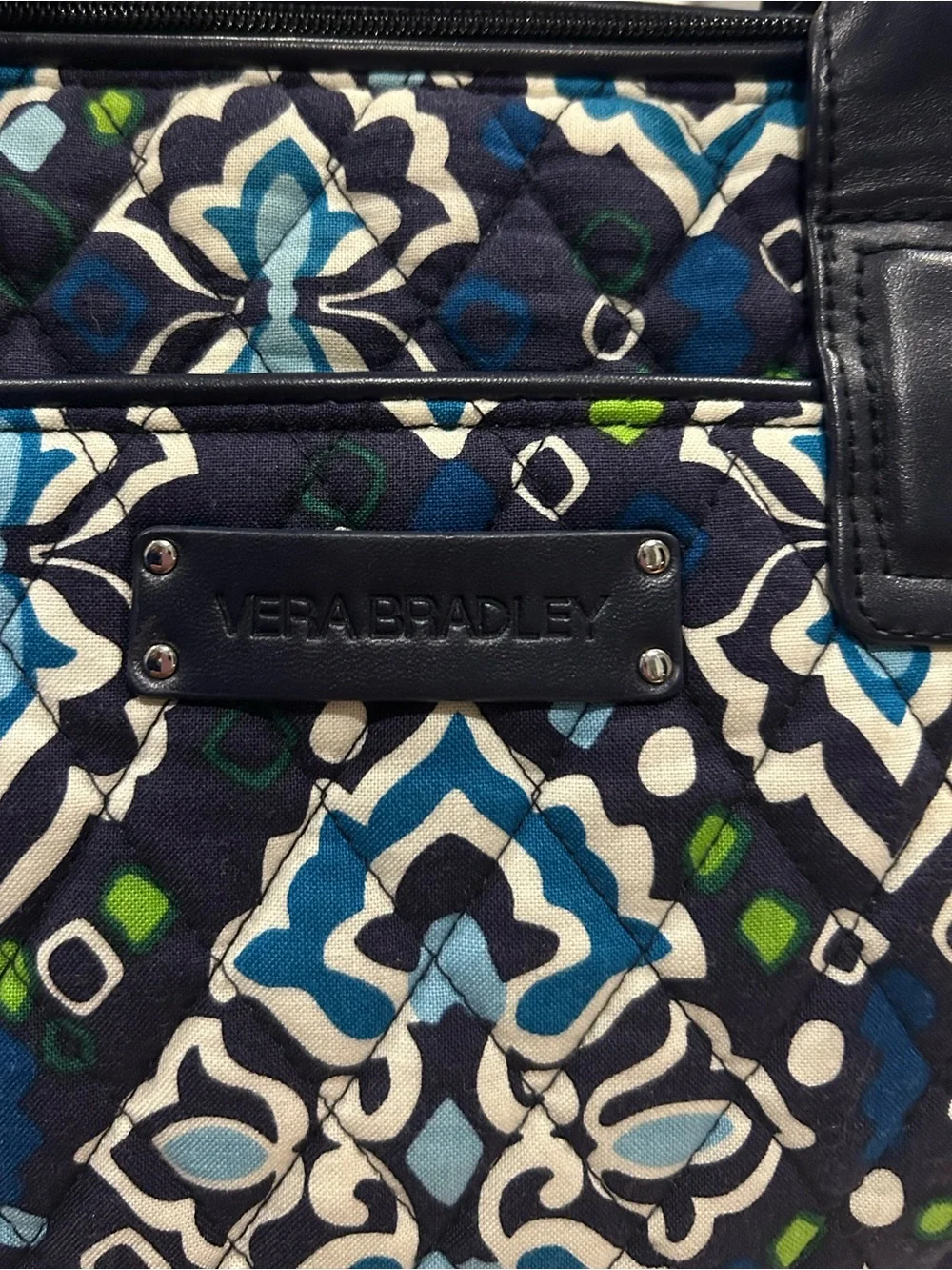 Vera Bradley Signature Print Trapeze Tote/Satchel  - Ink Blue - Picture 7 of 9